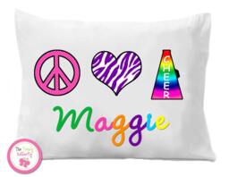 Personalized Cheerleading Pillow Case, Peace Love Cheer