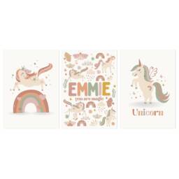 Set Of 3, Unicorn Prints, Personalised, Various Colours, A5 A4 A3 A2 A1, Girls, Nursery Decor, Wall Art, Boho, Theme - thumbnail 4