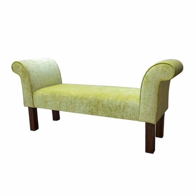 Handmade Lime Velvet Window Bench - Mini Chaise Lounge, British Made - image 1