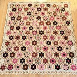 Handmade Crocheted African Hexagon Blanket - thumbnail 3
