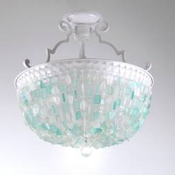 Sea Glass Chandelier Coastal Flush Mount Lighting, Grand Isle Design - thumbnail 4
