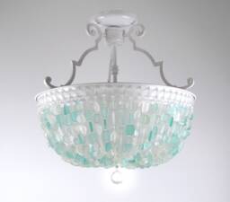 Sea Glass Chandelier Coastal Flush Mount Lighting, Grand Isle Design
