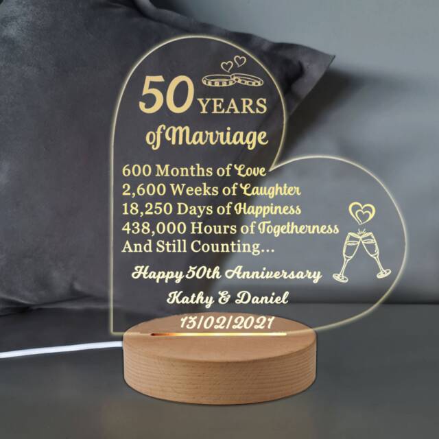 Anniversary Gift Personalised Night Light Gifts For Her Him Husband Wife 7 Colors Custom Acrylic Lamp Happy - image 1