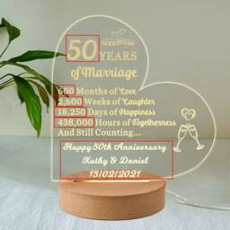 Anniversary Gift Personalised Night Light Gifts For Her Him Husband Wife 7 Colors Custom Acrylic Lamp Happy - thumbnail 2