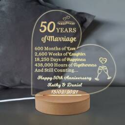 Anniversary Gift Personalised Night Light Gifts For Her Him Husband Wife 7 Colors Custom Acrylic Lamp Happy