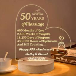 Anniversary Gift Personalised Night Light Gifts For Her Him Husband Wife 7 Colors Custom Acrylic Lamp Happy - thumbnail 3