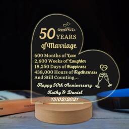 Anniversary Gift Personalised Night Light Gifts For Her Him Husband Wife 7 Colors Custom Acrylic Lamp Happy - thumbnail 4