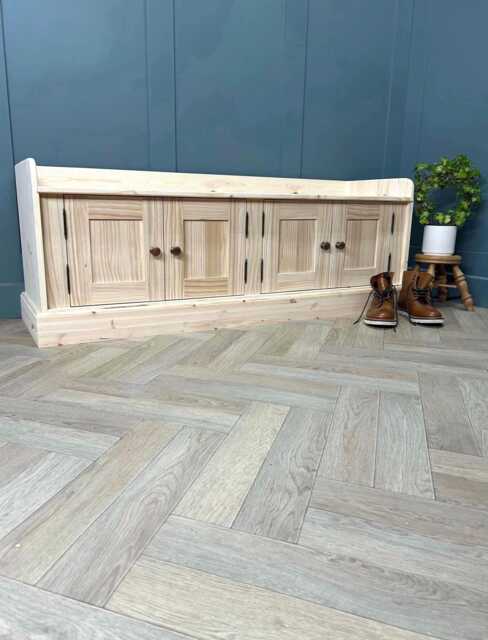 Hallway Backless Bench Seat, 4 Door 5Ft Entry Hall Shoe Storage, Window Or Dining Seat - image 1