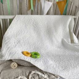 Linen Baby Quilt Stonewashed Flax Blanket, Natural Bedding - thumbnail 2