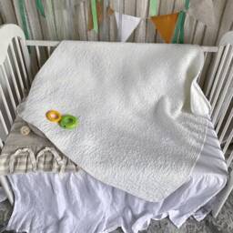 Linen Baby Quilt Stonewashed Flax Blanket, Natural Bedding - thumbnail 3
