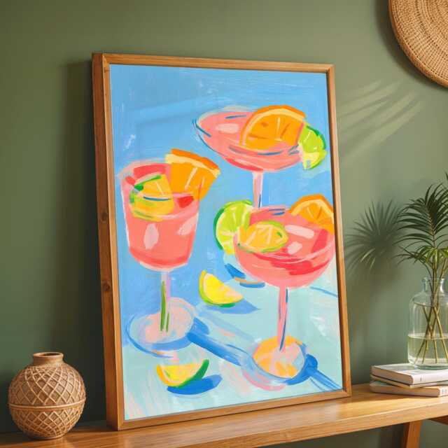 Margarita Cocktail Print - Colourful Bar Wall Art Kitchen Decor Summer Vibes Poster Drink Fun Home - image 1