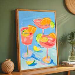 Margarita Cocktail Print - Colourful Bar Wall Art Kitchen Decor Summer Vibes Poster Drink Fun Home - thumbnail 1