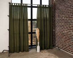 Linen Tab Top Curtain Panels Softened European Linen, Set Of 2