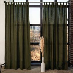Linen Tab Top Curtain Panels Softened European Linen, Set Of 2 - thumbnail 2