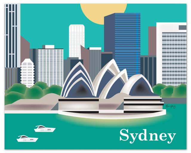 Sydney Skyline Art Print, Opera House, Australia Poster, Australia, Vertical Wall Art, Loose Petals, Style E8-O-Syd - image 1