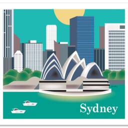 Sydney Skyline Art Print, Opera House, Australia Poster, Australia, Vertical Wall Art, Loose Petals, Style E8-O-Syd - thumbnail 3