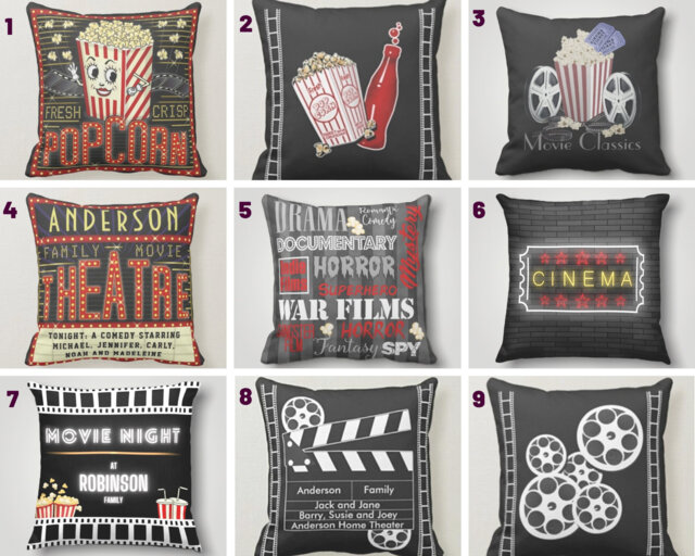 Cinema Cushion Cover/Home Theater Throw Pillow Cover/Movie Night Black Red Popcorn Covers/Popcorn Case/Cinema Home Decor - image 1