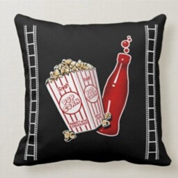Cinema Cushion Cover/Home Theater Throw Pillow Cover/Movie Night Black Red Popcorn Covers/Popcorn Case/Cinema Home Decor - thumbnail 3