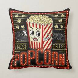 Cinema Cushion Cover/Home Theater Throw Pillow Cover/Movie Night Black Red Popcorn Covers/Popcorn Case/Cinema Home Decor - thumbnail 2