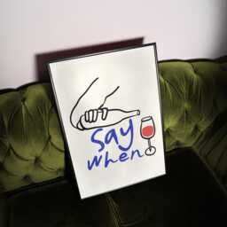 Say When Wine Print, Retro Hand Drawn Kitchen Art, Cool Pouring Poster, Trendy Aesthetic Wall Decor, Artsy Bar Cart Glass - thumbnail 2