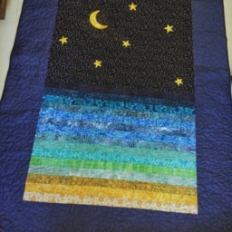 Ocean Quilt, Stary Night Full Size Moon Handmade Quilt Sale, Twin Modern Throw Queen Blue Qui - thumbnail 3