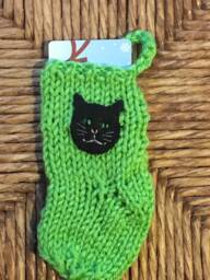 Cat Gift Card Holder, Lovers Stocking, Miniature Christmas Stocking, Pet Lover, Sitter Gift, Ornament, Stocking