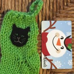 Cat Gift Card Holder, Lovers Stocking, Miniature Christmas Stocking, Pet Lover, Sitter Gift, Ornament, Stocking - thumbnail 3