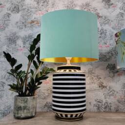 Light Mint Green Lampshade in Velvet With Gold Lining - thumbnail 3