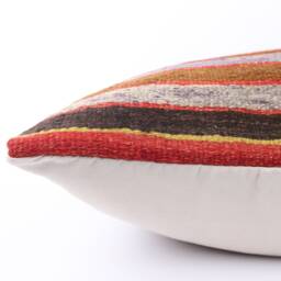 Handwoven Kilim Lumbar Pillow Cover Vintage Turkish Wool, 16x24 - thumbnail 4