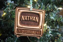 Personalised Tv Fan Christmas Ornament Shows Series Lover Addict Custom Bauble Engraved Rustic Wooden Tree Decoration