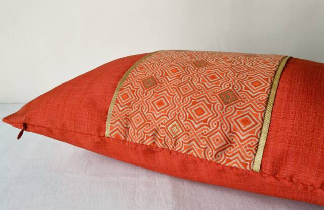 Decorative Pillow Cover With Zipper, Brick Red Cushion Rectangular, Rust Case, Terracotta 12x24 Lumbar Case - image 1