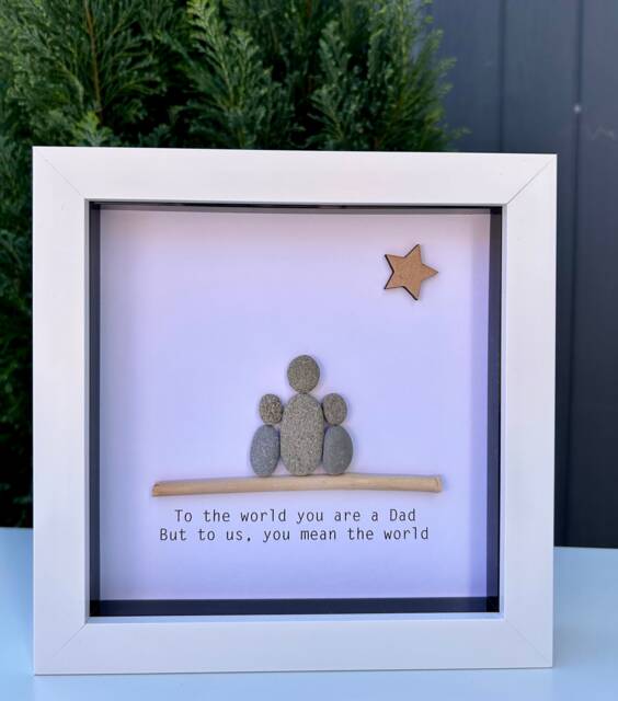 Personalised Gift For Dad - From Children Gift Daughters Son Father's Day Pebble Frame Art - image 1