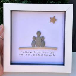 Personalised Gift For Dad - From Children Gift Daughters Son Father's Day Pebble Frame Art - thumbnail 2
