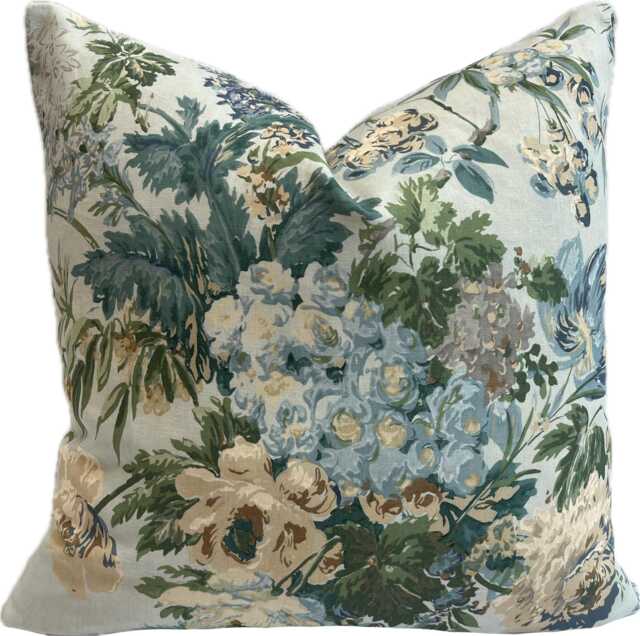 Thibaut Garden Club Blue Double Sided Cushion Cover Pillow Cover - image 1