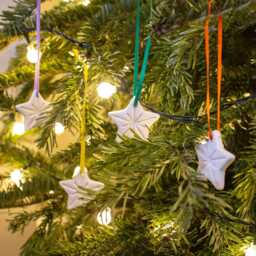 Christmas Tree Decoration, Handmade Porcelain Star Ornament, Rainbow Coloured Decorations - thumbnail 2