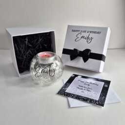 Personalised Birthday Candle Gift Set, Crystal Tealight Holder, Boxed Keepsake For Her, 18Th 21st 30Th 40Th 50Th 60Th - thumbnail 2