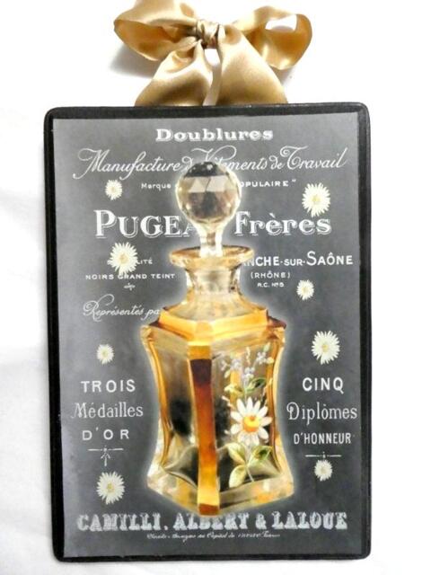 Vintage Paris Perfume Sign Chalkboard Style Wood Wall Art - image 1