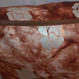 Brown Simulated Tie Dye Fabric Blend With Silver Floral Stamp Throw Pillows - thumbnail 2