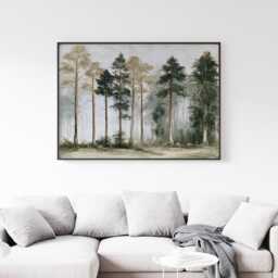 Neutral Forest Poster, Tall Tree Wall Art, Woodland Landscape Print - thumbnail 3
