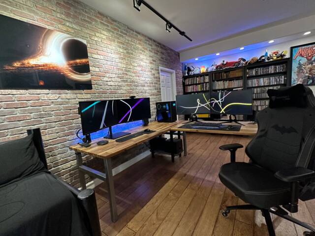 L-Desk, L Shaped Desk, Solid Wood Top Rustic Modern Corner Industrial Executive Home Office, & Steel Desk - image 1