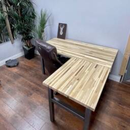 L-Desk, L Shaped Desk, Solid Wood Top Rustic Modern Corner Industrial Executive Home Office, & Steel Desk - thumbnail 2