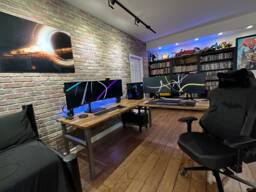 Solid Wood L-Desk, Rustic Industrial Corner Desk, Steel Legs