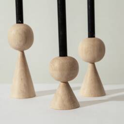 Wooden Candlestick Set Of 3 Rustic Ash Wood Candle Holders - thumbnail 2