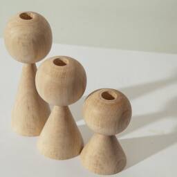 Wooden Candlestick Set Of 3 Rustic Ash Wood Candle Holders - thumbnail 3