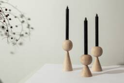 Wooden Candlestick Set Of 3 Rustic Ash Wood Candle Holders - thumbnail 1