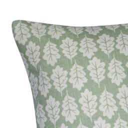 Autumn Leaf Cushion in Sage Green & White. Summer Inspired Shabby Chic Style, 100%sustainable Cotton, Double Sided. 17x17 - thumbnail 2