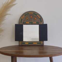 Small Handcrafted Cow Bone Mirror - Unique Traditional Moroccan Piece - thumbnail 3
