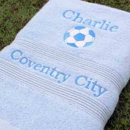 Football Personalised Bath Towel Choice Of Colours - Fan Club Or League Fa Supporter - thumbnail 1