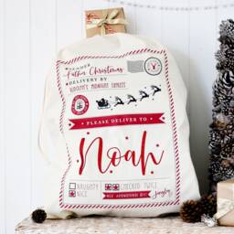 Personalised Extra Large Christmas Sack, Custom Santa Gifts, Girls, Boys, Kids, Xl, Stocking, Organic Cotton
