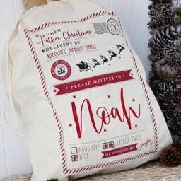 Personalised Extra Large Christmas Sack, Custom Santa Gifts, Girls, Boys, Kids, Xl, Stocking, Organic Cotton - thumbnail 3